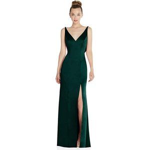 After Six Cowl Back Drape Women's Maxi Slit Dress Formal Gown Charmeuse NWT